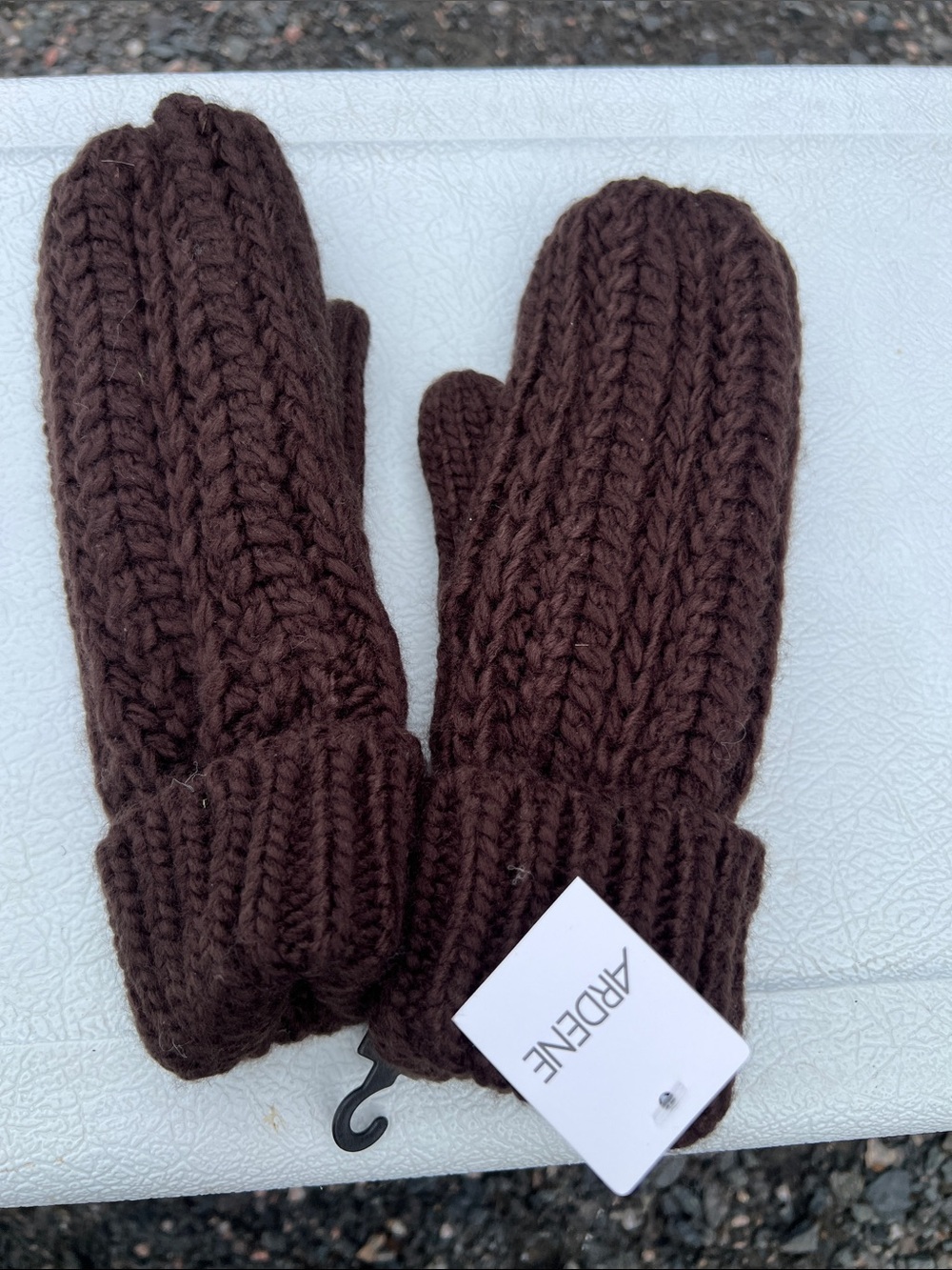 Ardene Chunky Knit Dark Brown Mittens